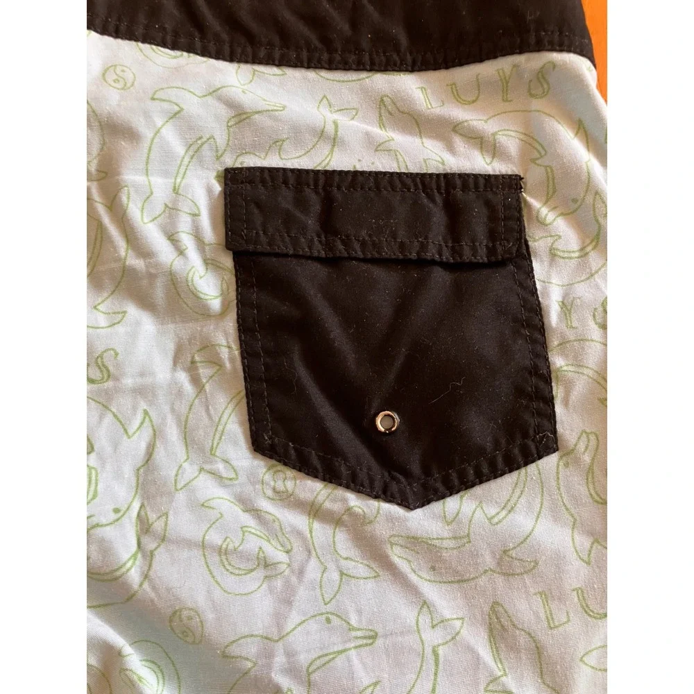 LUYS Board Shorts Mens 34 Blue Dolphin Print Surf Swim Trunks Pockets